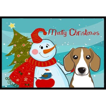 Carolines Treasures Snowman With Beagle Indoor and Outdoor Mat- 24 x 36 in. BB1859JMAT